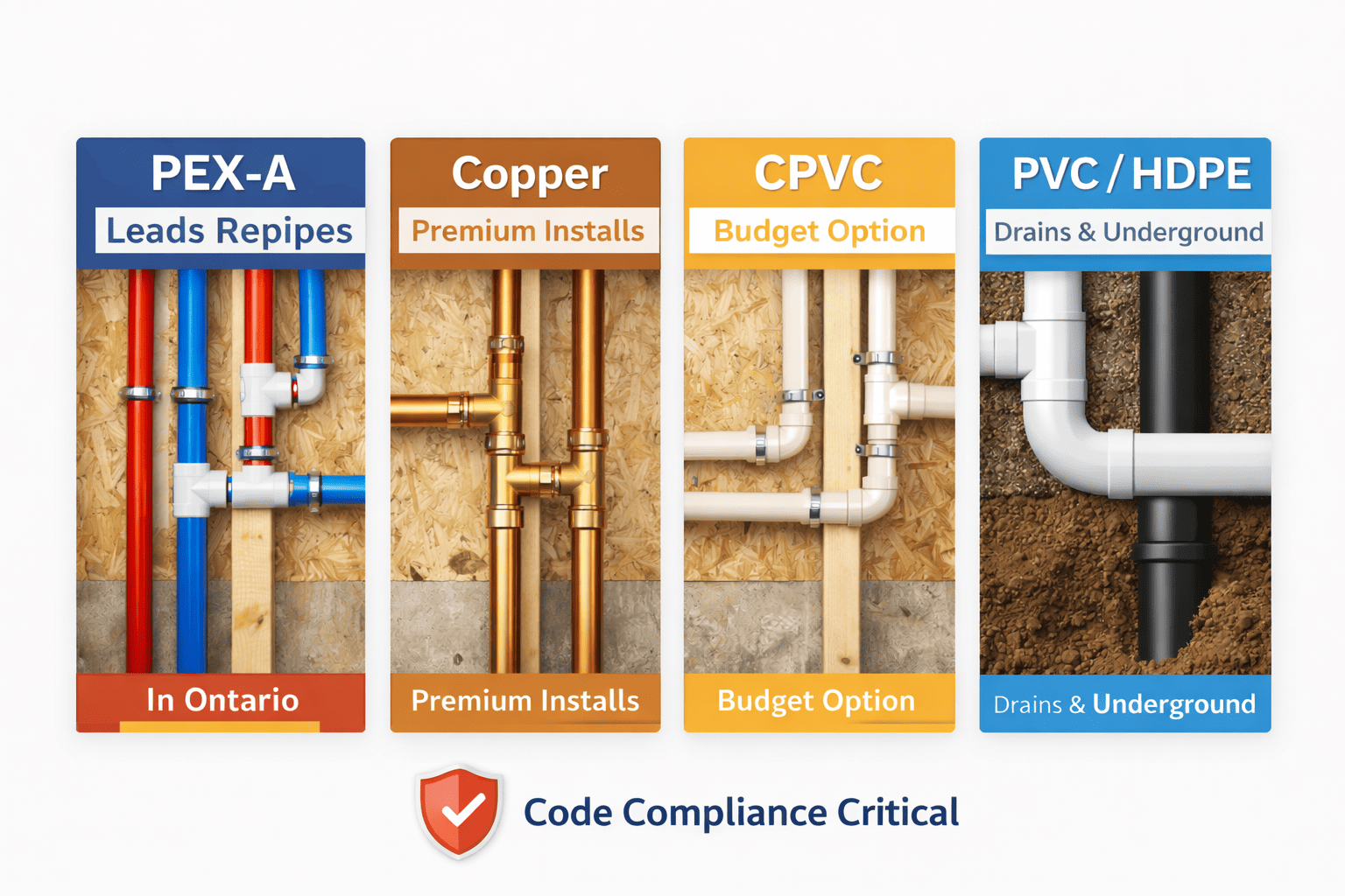 PEX vs Copper vs CPVC vs PVC & HDPE Best Pipes for Homes in Ontario
